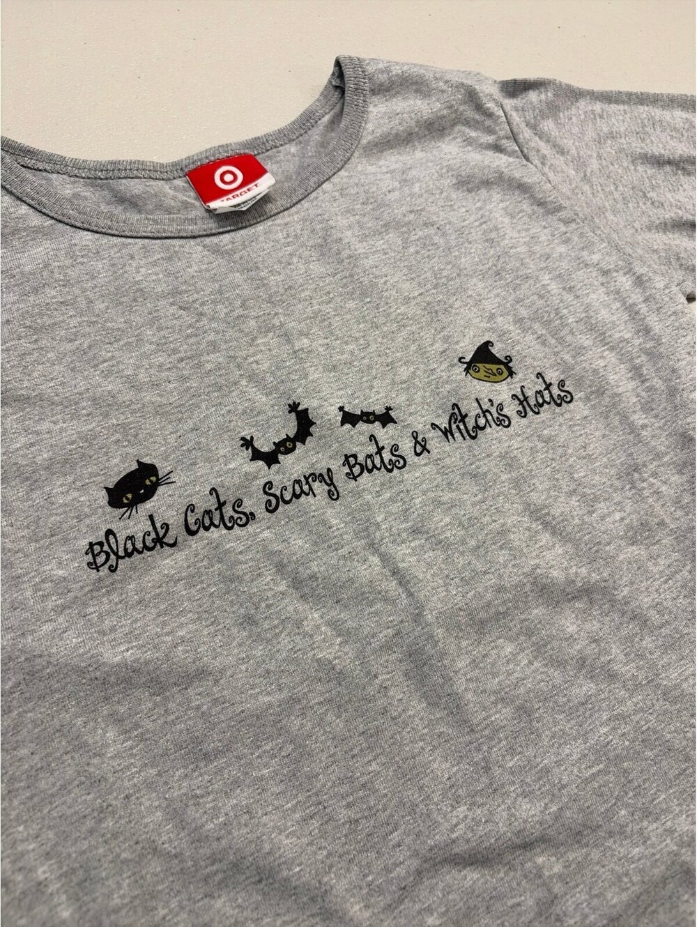 Vintage Target Youth Halloween T-Shirt Black Cats Scary Bats Witch’s Hats M